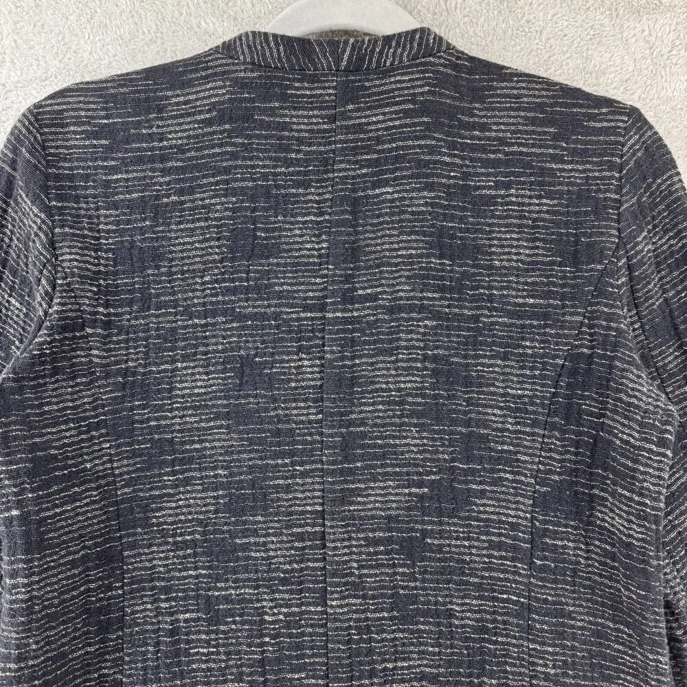 Eileen Fisher Coat Womens PS Black Snap Button Crew Neck Long Sleeve Pockets